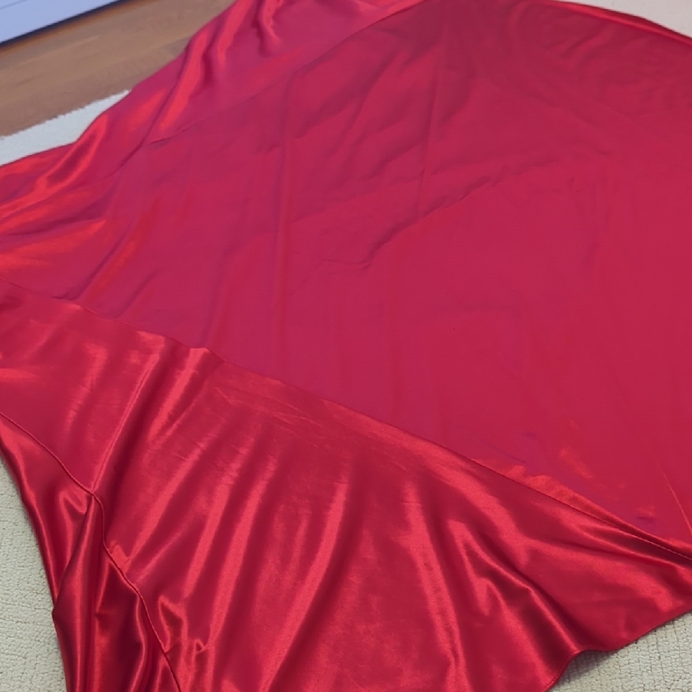 Red Satin Gown with Rose Accents - Sherri Hill - Picture 5 of 11